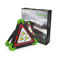 Фонарь GAUSS автомобильный модель GFL802 15W 800Lm Li-ion 2400mAh LED, Power bank, форма аварийного знака, 180х200х40 мм 1/12/24 (GF802)