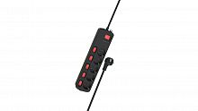 Сетевой фильтр RITMIX RM-351CKOP Black, удлинитель, 5 розеток, USB-A и USB-C, 6 кнопок питания, предохранитель, кабель медный 3м, 16А, 3680Вт, с зазем (80004155)