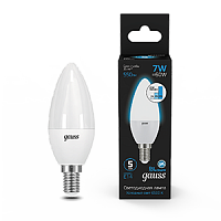 Лампа светодиодная GAUSS Candle 7W 550lm 6500К E14 шаг. диммирование 1/10/100 (103101307-S)