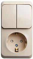 Блок О/У ЭТЮД (1-м розетка с зазем. защ. шторки + 2-кл. выкл.) крем. Systeme Electric BPA16-202K (1/10/80)