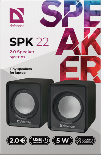 Акустическая 2.0 система  DEFENDER SPK 22 черный, 5 Вт, питание от USB (1/100) (65503) фото 7