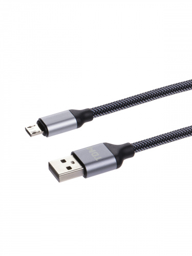 Дата-кабель TDM ДК 10, USB - micro USB, 1 м, тканевая оплетка, серый, (1/200) (SQ1810-0310) фото 3 Дата-кабель TDM ДК 10, USB - micro USB, 1 м, тканевая оплетка, серый, (1/200) (SQ1810-0310) фото 3