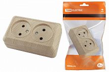 Розетка двойная 2П открытой установки с з/ш IP20 10А, сосна "Ладога" TDM (SQ1801-0055)