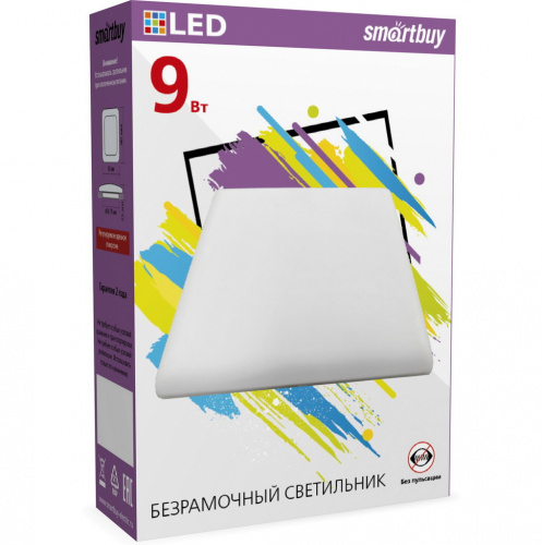 Светильник светодиодный SMARTBUY безрамочный BDLS квадрат 9Вт/6500К (SBL-BDLS-9-65K) (1/60)