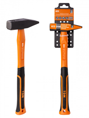 Молоток слесарный, 500 гр, кованый, с  усилен. прорезиненной фиберглассовой рукояткой "Алмаз" TDM (1/1/18) (SQ1036-0113)