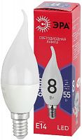 Лампа светодиодная ЭРА RED LINE LED BXS-8W-865-E14 R E14 / Е14 8Вт свеча на ветру холодный дневной свет (1/100) (Б0045345)
