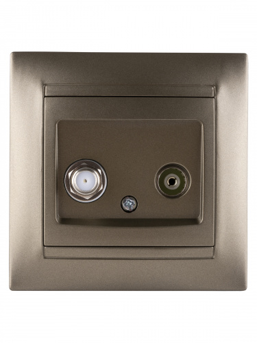 Розетка TV ("мама") + SAT (F-разъем) 0-2400МГц бронза , с/у, "Лама" (10/120) TDM (SQ1815-0720) фото 4 Розетка TV ("мама") + SAT (F-разъем) 0-2400МГц бронза , с/у, "Лама" (10/120) TDM (SQ1815-0720) фото 4