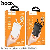 Мобильный аккумулятор Аккумулятор внешний HOCO J134A Strong, 10000mAh, пластик, 1 USB выход, кабель Type-C, 2.0А, цвет: чёрный (1/40) (6942007641586)