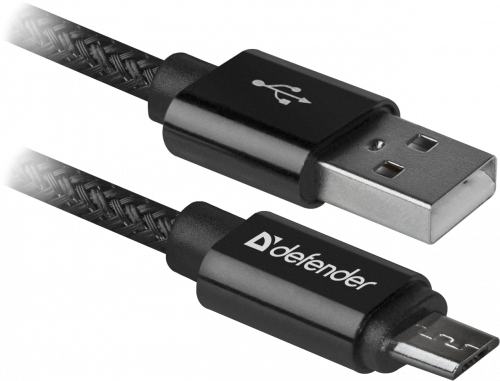 Кабель DEFENDER USB08-03T PRO USB2.0, черный, AM-MicroBM, 1m, 2.1A (1/100) (87802) фото 2