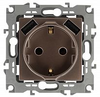 Розетка ЭРА, серии ЭРА 12, 2P+E 16A-250В, штор. с 2xUSB 5В-3А, бронза (10/100/2000) 12 -4109-13