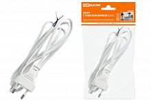 Шнур с плоской вилкой ШУ02 ШВВП 2х0,75мм2 1,7 м. белый TDM (1/80) (SQ1305-0011)