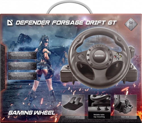 Игровой руль DEFENDER Forsage Drift GT USB-PS3, 12 кнопок, черный (1/2) (64670) фото 2