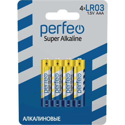 Элемент питания Perfeo LR03/4BL Super Alkaline (4/120/960) (PF LR03/4BL)
