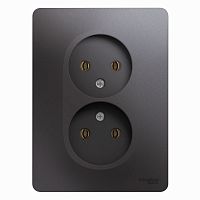 Розетка 2-м С/У GLOSSA 16А IP20 250В без заземл. в сборе графит Systeme Electric GSL001320 (1/6/12)