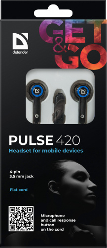 Наушники внутриканальные DEFENDER Pulse-420, вакуумная, регулят. громк., шнур 1.2 м, синяя (1/80) (63423) фото 10