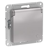 Механизм розетки 1-м С/У ATLASDESIGN 16А IP20 с заземл. защ. шторки с крышкой механизм алюм. Systeme Electric ATN000346 (1/10/60)