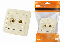 Розетка скрытая установка, компьютерная RJ-45 + TФ (RJ-11) сл. кость "Валдай" TDM (SQ1804-0115)