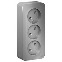 Розетка 3-м О/У BLANCA 16А IP20 250В без заземл. без защ. шторок с изолир. пластиной алюм. Systeme Electric BLNRA000313 (1/6/12)