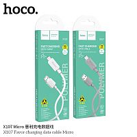 Кабель USB - микро USB HOCO X107 Favor, 1.0м, 2.4А, цвет: белый (1/31/310) (6942007626286)