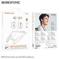Наушники внутриканальные Borofone BE68 Cloud, пластик, микрофон, bluetooth 5.3, цвет: белый (1/84) (6941991113185)