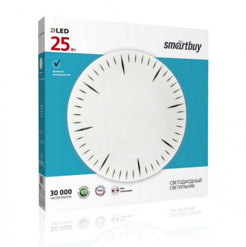 Светильник светодиодный SMARTBUY потолочный 25W сloсk, 6000К, 2000Лм, 370*60мм (SBL-сloсk-25-W-6K) (1/20) (SBL-Clock-25-W-6K)
