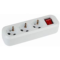 Колодка розеточная ЭРА 3 гнезда 16А/3500Вт с заземлением выключатель (KX-3es) (1/20/600) (Б0028342)