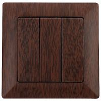 Выключатель INTRO тройной, 10А-250В, СУ, Solo, венге (10/200/2400) 4-106-10 (Б0043303)