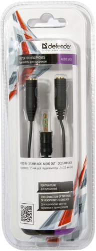 Переходник DEFENDER для гарнитуры Audio jack Разветвитель 3.5 мм/ 2*3.5 мм (jack) (1/50/400) (63001) фото 3