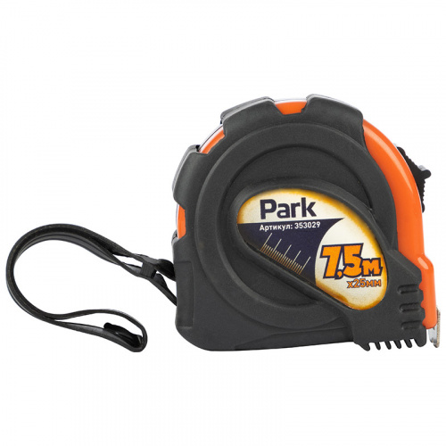 Рулетка Park с фиксатором, прорезиненный корпус, 7,5x25мм TM29-7525 (1/12/48) (353029)
