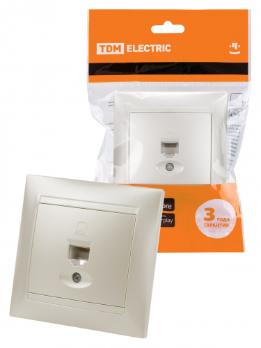 Розетка компьютерная RJ45  перламутр "Лама" (10/120) TDM (SQ1815-0816)