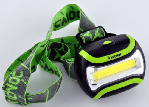 Фонарь КОСМОС светодиодный H3WCOBLED налобный , 3W COB, 3хАА, широкий угол освещения, 3 режима работы, 180лм (1/24/96) (KOC-H3WCOBLED)