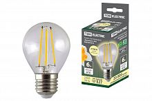 Лампа светодиодная TDM "Филамент" G45-6 Вт-230 В-2700 К–E27 (1/10/100) (SQ0340-0279)