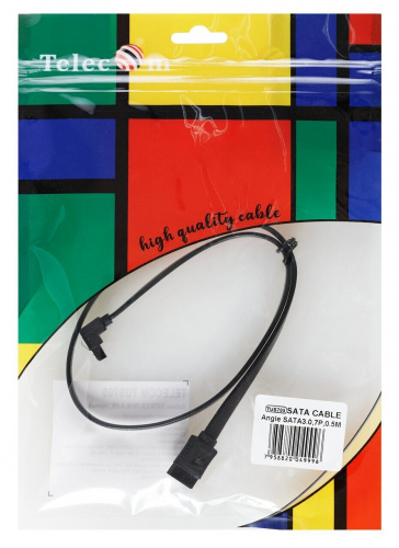 Кабель SATA M --SATA M 3.0V 7 pin угловой разъем TELECOM 0.5m <TUS705-0.5M> (1/250) фото 2
