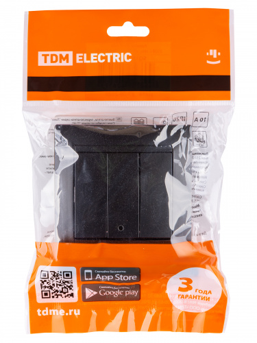 Выключатель 3-х клавишный 10А графит "Лама" с/у (1/10/120) TDM (SQ1815-0603) фото 2