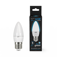 Лампа светодиодная GAUSS Свеча 6.5W 550lm 6500К E27 1/10/100 (103102307)