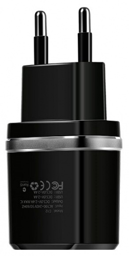 Блок питания сетевой 2 USB HOCO C12, 2400mA, пластик, цвет: белый (1/10/100) (6957531047759) фото 17