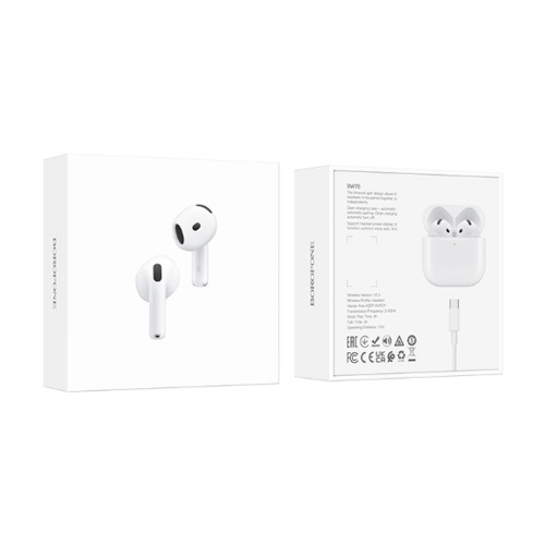 Наушники внутриканальные Borofone BW78 True, пластик, bluetooth 5.4, микрофон, цвет: белый (1/22/132) (6941991119606)