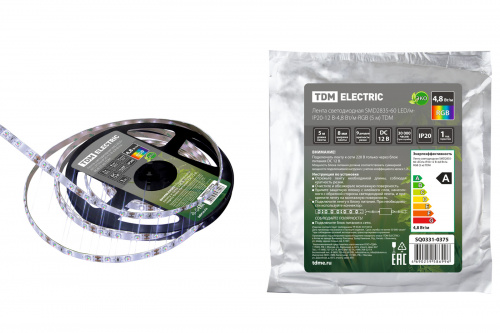 Лента светодиодная TDM SMD2835-60 LED/м-IP20-12 В-4,8 Вт/м-RGB (цена за 1 метр/на катушке 5 метров) (5/500) (SQ0331-0375) Лента светодиодная TDM SMD2835-60 LED/м-IP20-12 В-4,8 Вт/м-RGB (цена за 1 метр/на катушке 5 метров) (5/500) (SQ0331-0375)