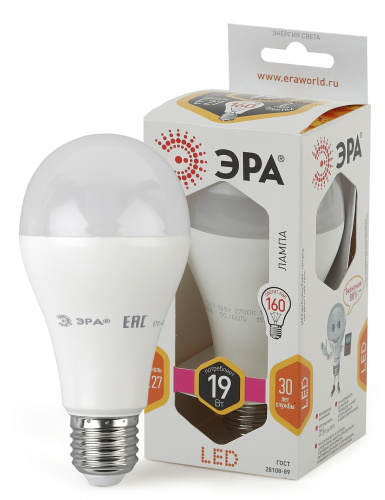 Лампа светодиодная ЭРА STD LED A65-19W-827-E27 E27 / Е27 19Вт груша теплый белый свет (1/100) (Б0031702) фото 5