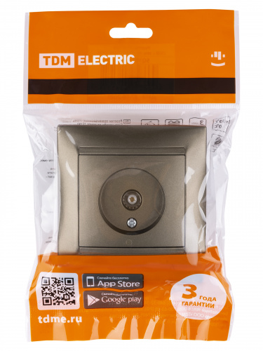 Розетка телевизионная простая (0-2400МГц, "мама") бронза , с/у, "Лама" (10/120) TDM (SQ1815-0717) фото 2 Розетка телевизионная простая (0-2400МГц, "мама") бронза , с/у, "Лама" (10/120) TDM (SQ1815-0717) фото 2