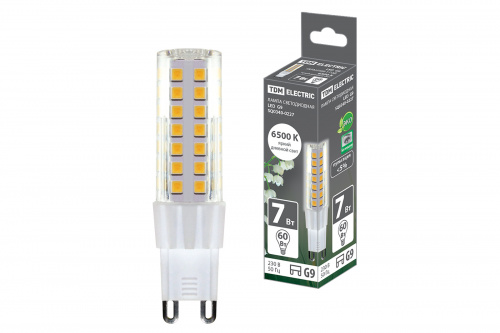 Лампа светодиодная TDM G9-7 Вт-230 В-6500 К, SMD, 17,5x65,5 мм (1/20/500) (SQ0340-0227)
