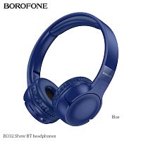 Наушники полноразмерные Borofone BO32 Show, беспроводные, bluetooth 5.4, AUX, цвет: синий (1/60) (6941991118739)