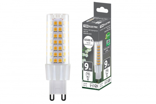 Лампа светодиодная TDM G9-9 Вт-230 В-6500 К, SMD, 21,5x70,5 мм (1/20/500) (SQ0340-0230)