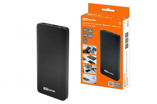 Мобильный аккумулятор Аккумулятор внешний TDM "Юкон 4", 10 000 mAh, 2 А, 2 USB,  (1/1/35) (SQ1703-0004)