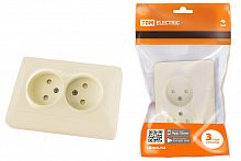 Розетка двойная 2П с защ. шт. 10А 250В сл. кость "Ильмень" TDM (1/10/100) (SQ1823-0115)