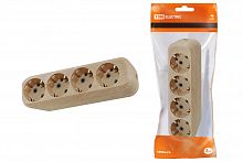 Колодка розеточная 4 гнезда 2П+3 16А 250В "Эко" (сосна) TDM (1/120) (SQ1806-0051)