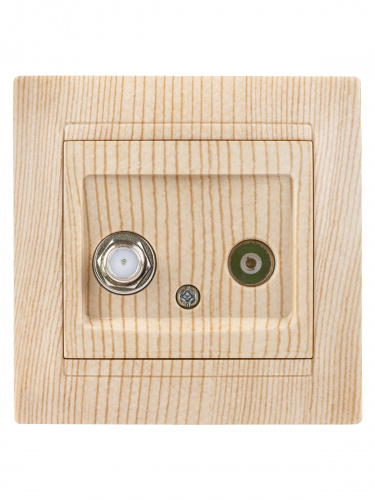 Розетка TV ("мама") + SAT (F-разъем) 0-2400МГц сосна , с/у, "Лама" (10/120) TDM (SQ1815-0320) фото 4 Розетка TV ("мама") + SAT (F-разъем) 0-2400МГц сосна , с/у, "Лама" (10/120) TDM (SQ1815-0320) фото 4