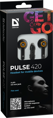 Наушники внутриканальные DEFENDER Pulse-420, вакуумная, регулят. громк., шнур 1.2 м, оранжевая (1/80) (63420) фото 7