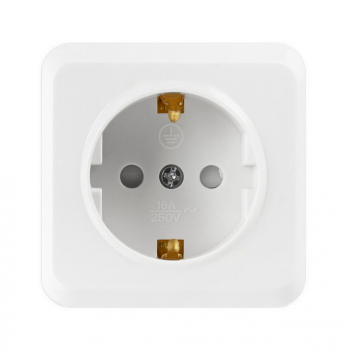 Розетка SMARTBUY 1-местная 16А, ОУ, с заземлением белая с защ. штор. "Юпитер" (SBE-03w-16-S1-1Z) (1/10)