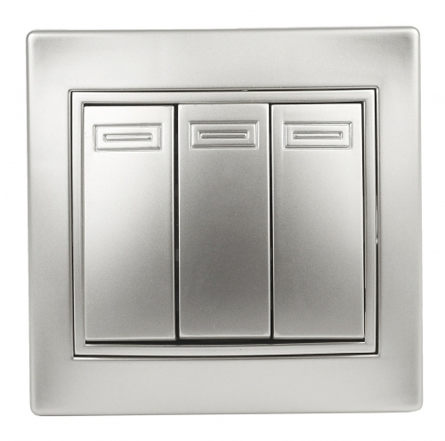 Выключатель INTRO 3 клавиши, 10АХ-250В, скрытой установки, Plano, алюминий (1/10/200/2400) (Б0030050) фото 10 Выключатель INTRO 3 клавиши, 10АХ-250В, скрытой установки, Plano, алюминий (1/10/200/2400) (Б0030050) фото 10